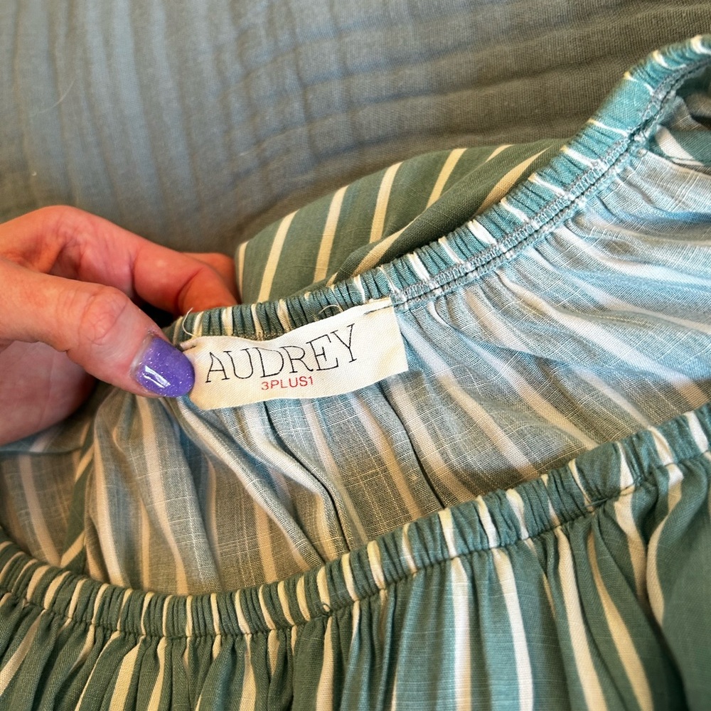 Audrey Green and White Jump Suit